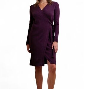 Banana Republic Women’s Petites Knee Length Purple Wrap Dress